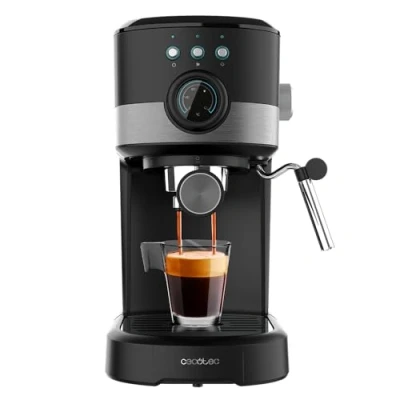 Obrázek Cecotec Espresso kávovar Power 20 Pecan Pro. 1100 W, technologie ForceAroma s bary, nastavitelná parní tryska, dvojitý výtok, ohřívač šálků, dávkovací lžíce a pěchovadlo