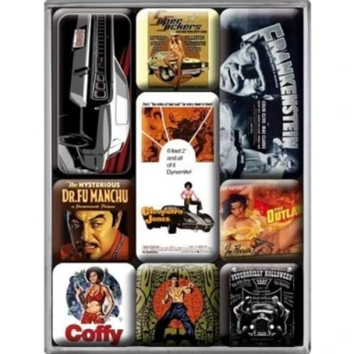 Obrázek Nostalgic Art Retro magnety na lednici, 9 kusů, Movie Style nápad dárek pro fanoušky nostalgie, sada magnetů magnetickou tabuli, vintage design