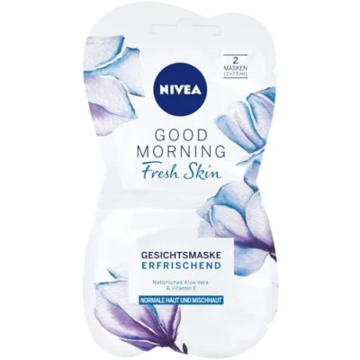 Obrázek NIVEA Good Morning Fresh Skin Obličejová maska, osvěžující péče o pleť maska pro normální a smíšenou pleť, péči s přírodní aloe vera vitaminem E (2 x 7,5 ml)