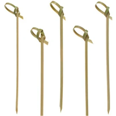 Obrázek Papstar Špízy na prst / dřevěné špízy &quot;Uzel&quot; (250 kusů) 6 cm, přírodní z bambusu s originálním uzlem, pro občerstvení prstů, malé a antipasti, originální design #16769