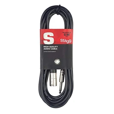 Obrázek Nesymetrický mužský kabel XLR k jack pro připojení vaší kytary DI boxu, efekty atd. nebo přímé na mixážní pult, černý, 6 m
