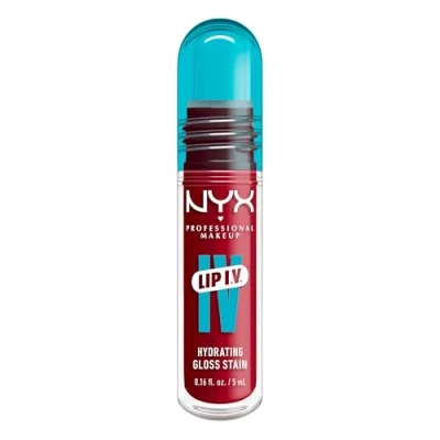 Obrázek NYX Professional Makeup Hydratační lesk na rty a rty, až 12 hodin péče, Lip IV Hydrating Gloss Stain, Barva: Red y.Set.Wet!