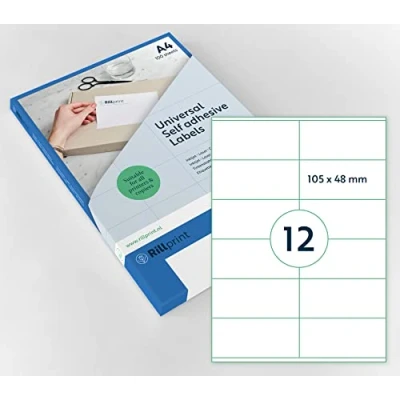 Obrázek rillstab original Víceúčelové samolepicí etikety 1200 kusů 105 x 48 mm 12 lepicích etiket na list formátu A4 potisknutelné a snímatelné univerzální nálepky adresu 100 listů, bílé