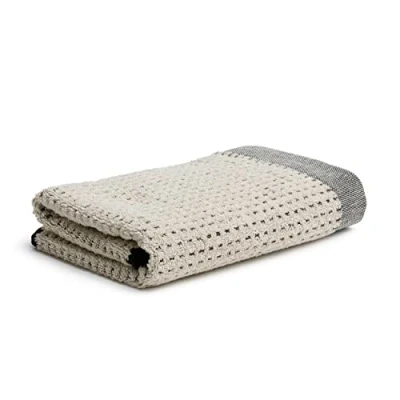 Obrázek möve Eden ručník Piquée Struktura s lemem pro hadici 50 x 100 cm z 80 % bavlny / 20 lnu, přírodní černý