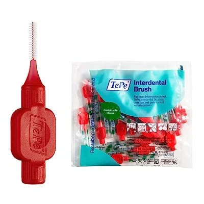 Obrázek TePe Interdental Brush, Original, Red, 0,5 mm/ISO 2, 20 ks, odstraňovač plaku, efektivní clean between the teeth, tooth floss, for narrow gaps