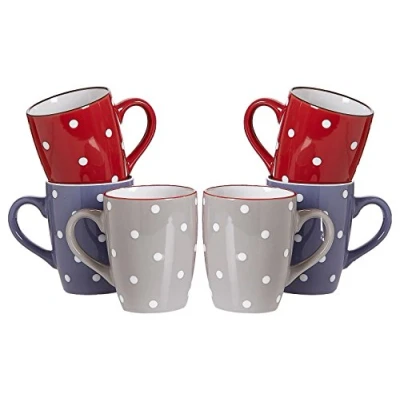 Obrázek Ritzenhoff &amp; Breker Sada hrnků na kávu Dots, 6dílná, 300 ml, barevně tříděné nádobí, keramika, 6 kusů (balení 1 ks),