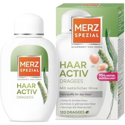 Obrázek Merz Spezial Haar Activ Dragees Vitamíny pro zdravé, plné a lesklé vlasy doplněk stravy s biotinem, zinkem přírodním proso 1 x 120 dražé