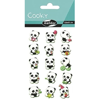 Obrázek Maildor CY016O balení s nálepkami Cooky 3D (1 arch, 7,5 x 12 cm, ideální pro dekoraci, sbírání nebo darování, panda) 1