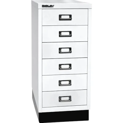 Obrázek BISLEY MultiDrawer, 29dílná série s podstavcem, DIN A4, 6 zásuvek, kov, 696 dopravní bílá, 38 x 27,9 67 cm