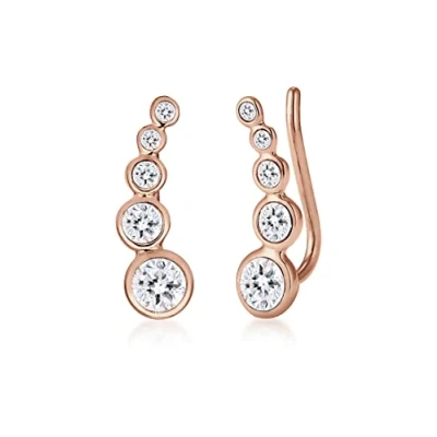 Obrázek Elli Dámské náušnice Earcuff Geo s krystaly ze sterlingového stříbra 925, Mincovní stříbro, Křišťál