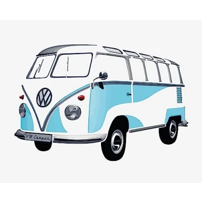 Obrázek BRISA VW Collection Volkswagen samolepicí nálepka na stěnu dekorační plakát s motivem T1 Bulli Bus Samba (silueta/modrá)