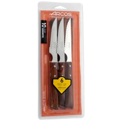 Obrázek Arcos Table Messer Steakmesser Set Klinge Nitrum Edelstahl 110 mm HandGriff Pack Holz Farbe Braun