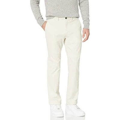 Obrázek Amazon Essentials Pánské ležérní strečové chino kalhoty s rovným střihem, Stone, 34 W / 33 L