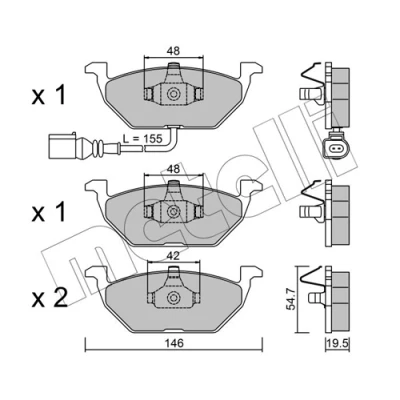 Obrázek metelligroup 22 0211 2 Bremsbeläge, Made in Italy, Ersatzteile für Autos, ECE R90 zertifiziert, Kupferfrei