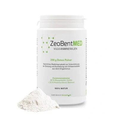 Obrázek ZeoBent MED Detoxikační prášek 200 g, zeolitový bentonit, zdravotnický výrobek, lékárnická kvalita, vítěz srovnání, čištění střev, detoxikace těžkých kovů, detoxikace, sopečné minerály, léčivá hlína