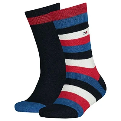 Obrázek Tommy Hilfiger KIDS Basic Stripe SOCK 2 PACK Unisex Ponožky pro děti, Velikost: 23 26, Midnight blue