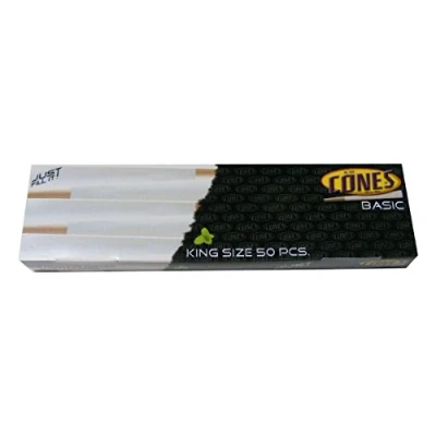 Obrázek Balení 50 ks box of King Size Pre Rolled Ready Made Paper Smoking Cones Kingsize, černá/bílá