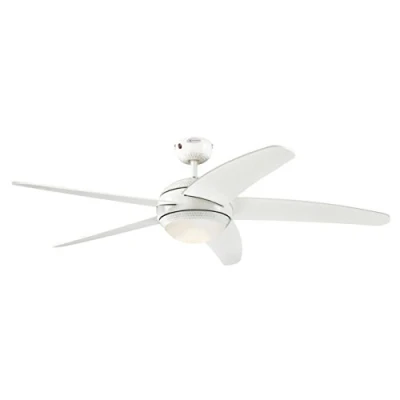 Obrázek 72070 Bendan LED 132 cm stropní ventilátor s pěti křídly, provedení hedvábně matný chrom efektem úderu kladiva, stmívatelné světlo opálovým sklem, dálkové ovládání součástí dodávky