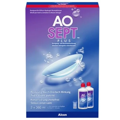 Obrázek Aosept Plus čisticí prostředek na kontaktní čočky, balení, 2 x 360 ml