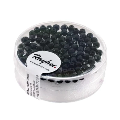Obrázek Rayher 14202566 broušené skleněné perly, 3 mm Ø, Irisierend, nádoba 100, Modrošedá