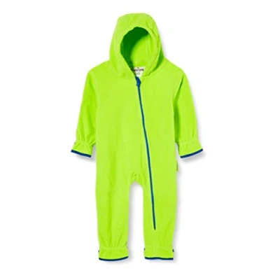Obrázek Playshoes Kojenecký flísový overal, prodyšný unisex overal pro chlapce a dívky s dlouhým zipem kapucí, barevně odlišený, Zelená