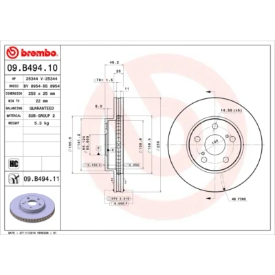 Obrázek BREMBO 09.B494.11 Bremsscheiben