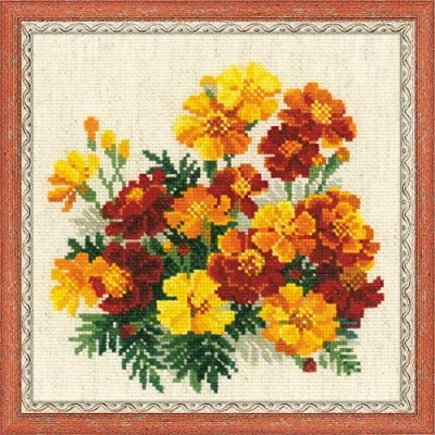 Obrázek Riolis Marigolds Cross Stitch Kit, Baumwolle, Multi Color, 20 X 0,1 Cm