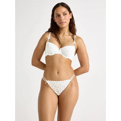Obrázek Lindex Thong MINI Broderie Anglais Tanga, Ženy, Velikost: 34, Light yellow