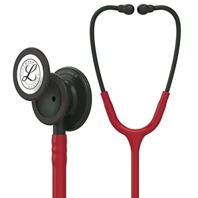 Obrázek Stetoskop 3M Littmann Classic III pro sledování, hrudní díl v černé barvě, přípojka hadice a ušní trubičky burgundské červené 69 cm, 5868