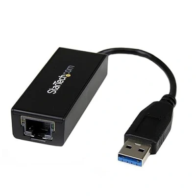 Obrázek StarTech.com síťový adaptér USB 3.0 Gigabit pro Windows a Mac 10/100/1000 NIC konvertor na RJ45 Gb laptop stolní počítač provoz přes černý (USB31000S)