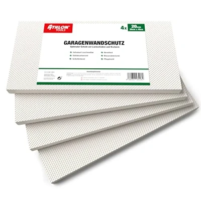 Obrázek ATHLON TOOLS 4x MaxProtect Premium garážová ochrana stěny samolepicí každá 40 x 20 2,0 cm proti nárazu garáže hran dveří (bílá)