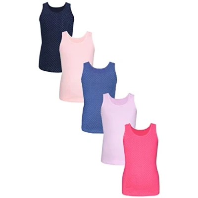 Obrázek TupTam Dívčí bavlněné tílko balení 5 ks tank top bez rukávů dětské, Puntíky růžové modré fialové