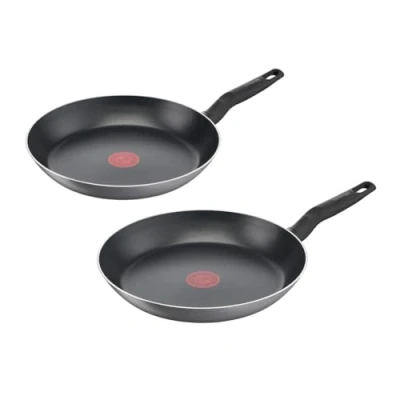 Obrázek Tefal Sada pánví Easy Cook &amp; Clean 24/28 cm, nepřilnavý povrch, pánve na smažení, termo signál při ideální teplotě pečení, není vhodné pro indukci, snadné čištění, Made in France, B5559033