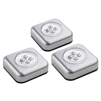 Obrázek Müller Licht Triplex LED lampa do skříně Touch, samolepicí, sada 3 ks, 0,5 W, stříbrná, vč. lepicí podložky a po x AAA bateriích