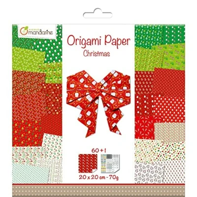 Obrázek Avenue Mandarine OR506C Packung mit 60 Blatt Origamipapier beidseitig bedruckt 20x20 cm, 70g (30 Motiven x2) + 1 Bogen selbstklebenden Augen, ideal für Kinder ab 7 Jahren, Christmas, Pack