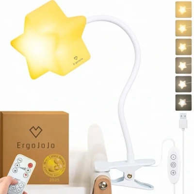 Obrázek Ergojojo LED Clip On Star Light, a Unique Baby lamp Ideal Breastfeeding Night Light for Next to me Crib, Bedside Lamps, Bedroom Accessories, Reading &amp; Desk