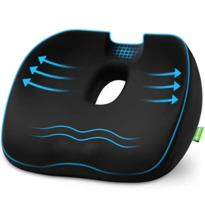 Obrázek AUVON Ortopedický sedací polštář, ergonomický hemoroid, polštář s otvorem &amp; ve tvaru U, pohodlný na kostrč odlehčení, kancelářská židle, auto, invalidní vozík, ischias,