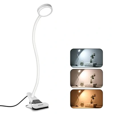Obrázek EYOCEAN Lampička na čtení, LED lampa se skřipem, s husím krkem, dětská noční stolek, 3 barevné režimy a 9 stupňů jasu, péče o oči, psací stůl pro kancelář domácí použití,