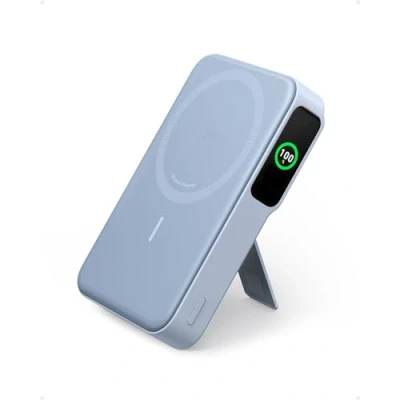 Obrázek Anker Powerbanka MagGo s certifikací Qi2, 15W rychlá mobilní nabíječka kompatibilní MagSafe, baterie 10 000 mAh, chytrý displej a skládací stojan, pro iPhone 15/14/13/12, vč. kabelu USB C