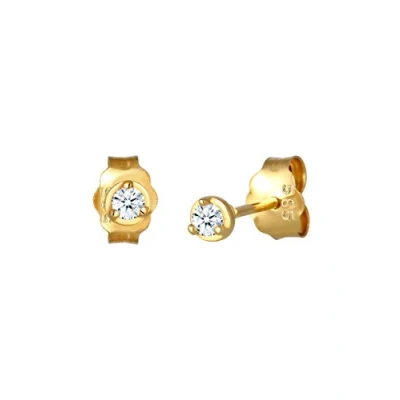 Obrázek Elli DIAMONDS náušnice Dámské Solitér Basic Ušlechtilé s diamantem (0,06 ct.) ze žlutého zlata 585, Žluté zlato, Diamant