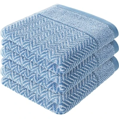 Obrázek herzbach home Sada ručníků osuška 100% bavlna vzorovaná (modrá/bílá, 3 ručníky 50 x 100 cm)
