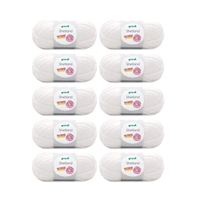 Obrázek Gründl Shetland vlna (módní a měkká pletací příze z 80 % polyakrylu 20 vlny, 100 g / 170 m, tloušťka jehlic: 7 8, 10 x g), bílá, 55 40 cm