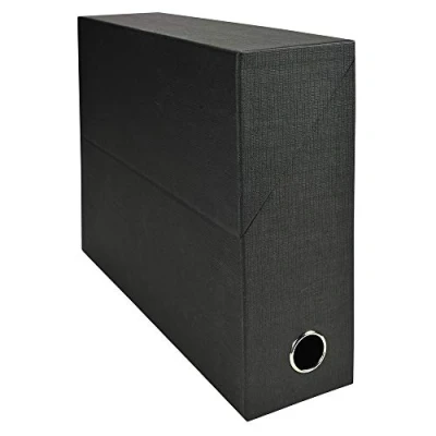 Obrázek Exacompta 89521E Premium Transferbox aus Leinwandpapier 9cm Rückenbreite mit Griffloch DIN A4 schwarz ideale Transportbox und perfekt geeignet für die sichere Aufbewahrung Ihrer Ordner
