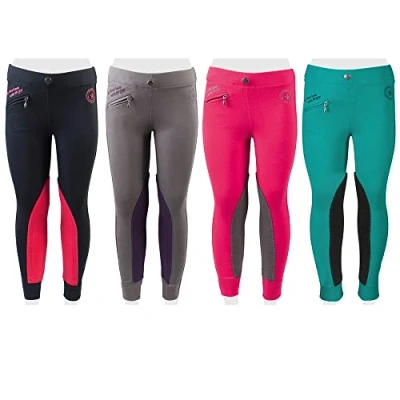 Obrázek PFIFF Unisex dětské 102603 jezdecké legíny Ella látka lemování dívčí kalhoty, růžové/šedé 122 růžová/šedá, EU