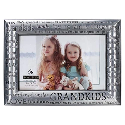 Obrázek Malden International Designs modernem Zinn Druckguss Metall Grandkids Expressions Bilderrahmen, 4 x 6, Silber