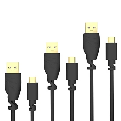 Obrázek KabelDirekt Micro USB kabel 3 x 1 m (USB 2.0, nabíjecí kabel, datový černý) TOP série