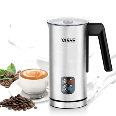 Obrázek YASHE napěňovač mléka, 240 ml mléka elektrický, 4 v 1 z ušlechtilé oceli, nepřilnavý povrch, pro latte macchiato, cappuccino a kakao, rychlé snadné čištění