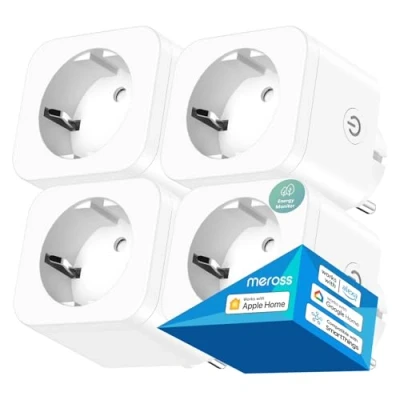 Obrázek Meross WLAN zásuvka s měřením proudu, 16 a chytrá kompatibilní Apple HomeKit, Alexa, Google Home, Wi Fi hlasovým dálkovým ovládáním časovačem, balení 4 ks