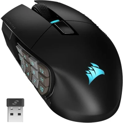 Obrázek CORSAIR Herní myš SCIMITAR ELITE WIRELESS MMO 26 000 DPI 16 programovatelných tlačítek výdrž baterie až 150 hodin kompatibilní s iCUE PC, PS5, PS4, Xbox černá