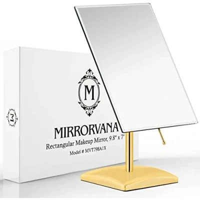 Obrázek Mirrorvana Zlaté stolní zrcadlo velké, na toaletní stolek, kosmetické / zrcadlo, koupelnové pracovní desku bez rámu, 18 x 25 cm (zlaté)